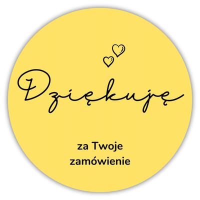 Naklejki Na Świece "Dziękuję - Żółte" 20 Sztuk