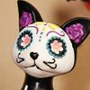 Halloween Ornament Skeleton Cat Dog Shape Resin Statue Indoor Outdoor Cat Sculpture Haunted House Desktop Decor