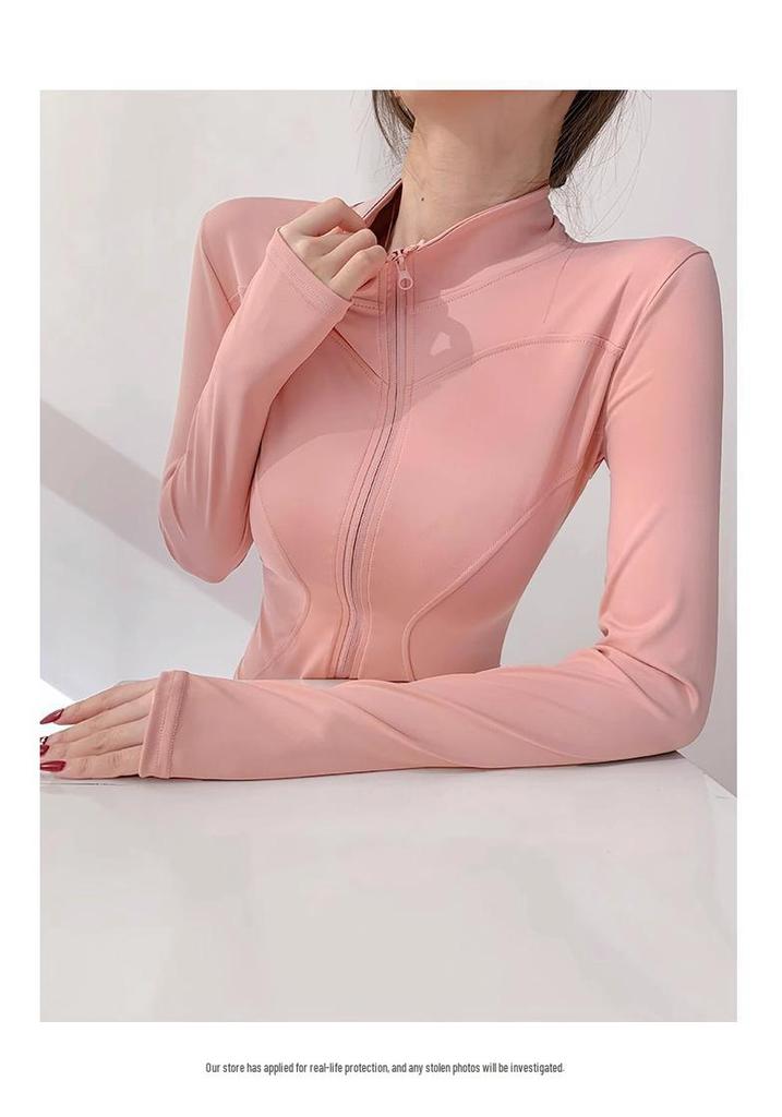 Women's Quick-Dry Yoga Jacket - Long Sleeve, Zipper, UV Protection Fitness Cardigan