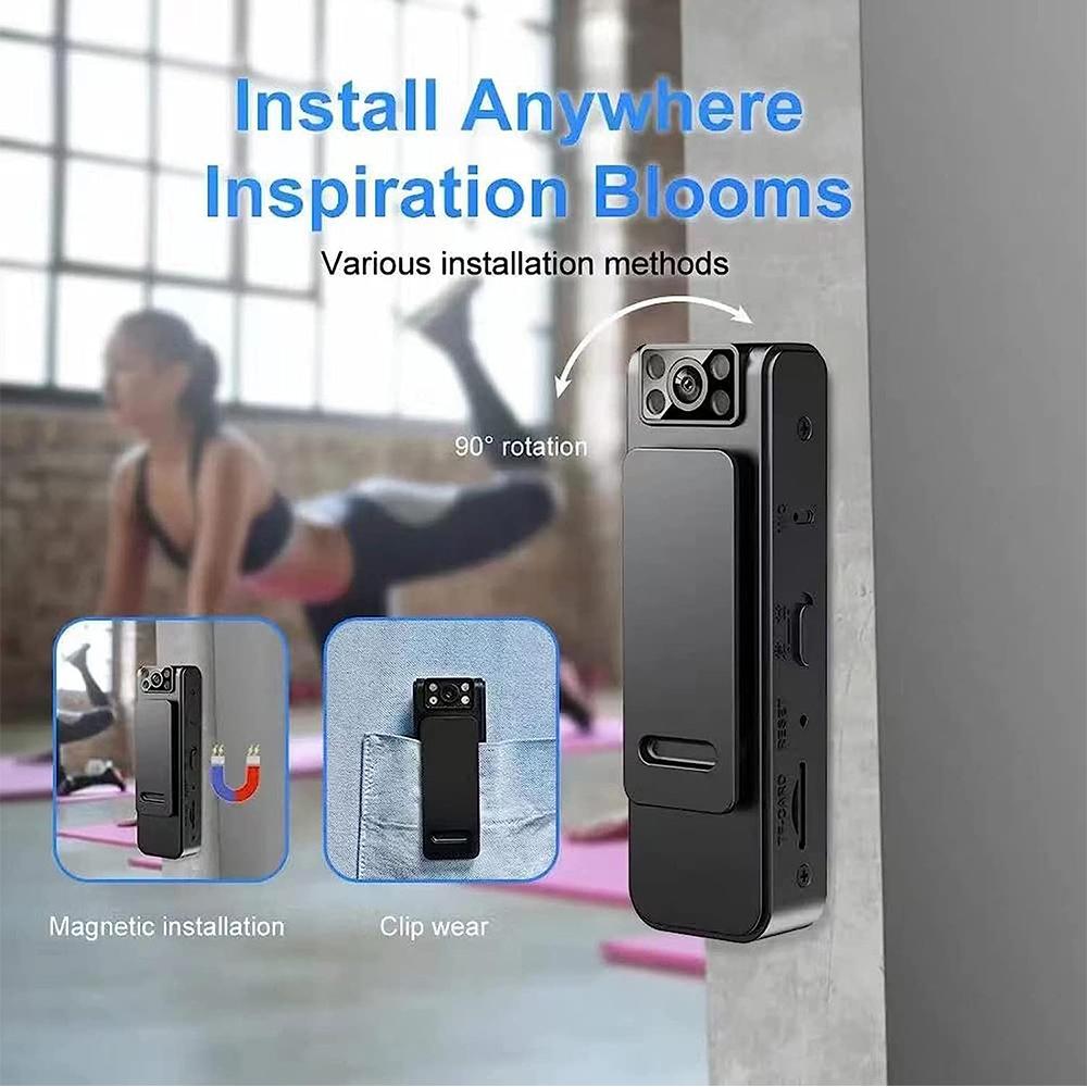 HD 1080P Noise Reduction Camera 90° Rotatable Lens Wearable Back Clip Cameras