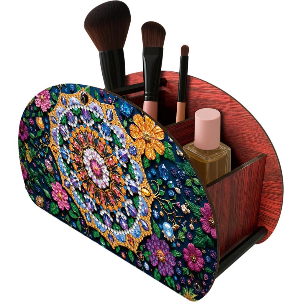 Completed Diamond Art Wooden Storage Box Handmade Storage Holder Case Makeup Brush Storage Box for Women Gifts Desktop Decor