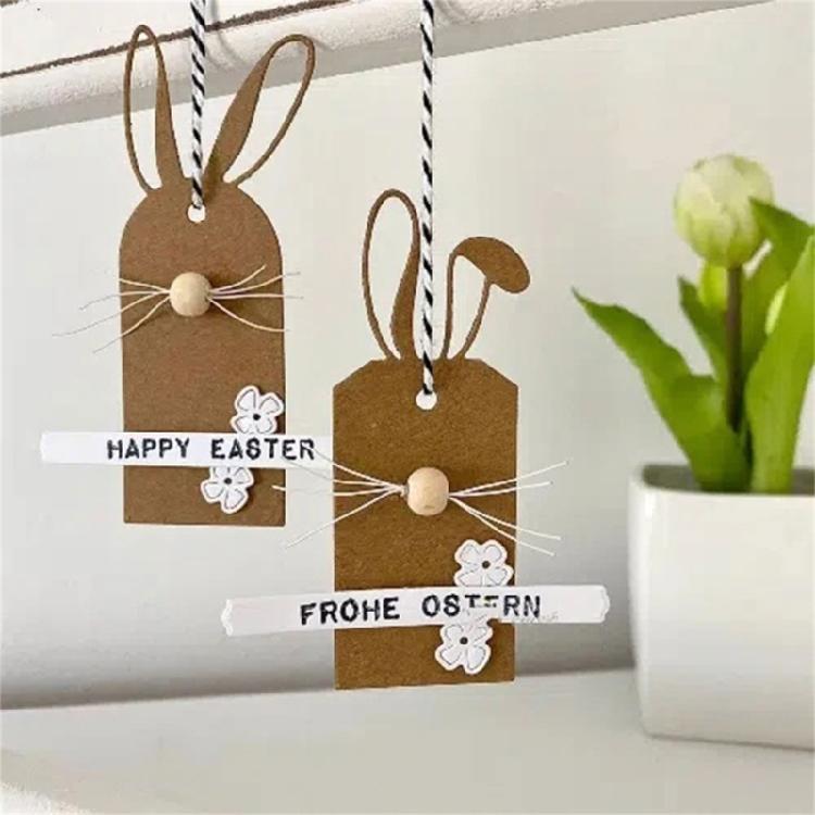 Easters Rabbits Label Cutting Dies for Scrapbooking Card Making Decorations Carbon Steel Die Cuts Embossing Stencils