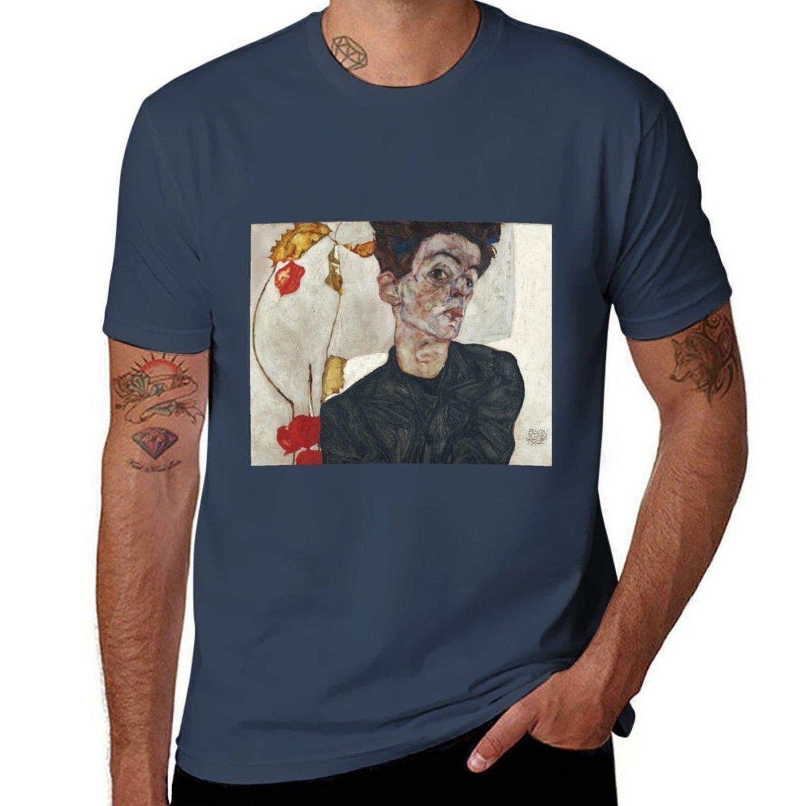

Egon Schiele SelfPortrait with Physalis 1912 TShirt Casual Work Wear TShirt S