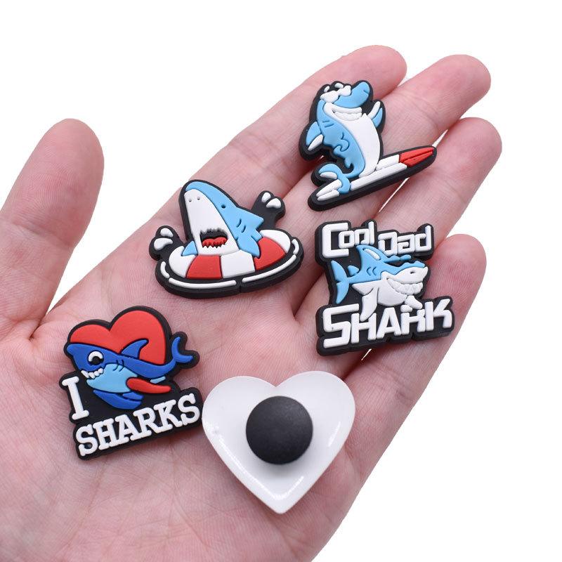 1-10PCS Cute Sharks Shoes Accessories Boys Girls Sandals Garden Shoe Buckle Decorations Fit Charm Party Gift
