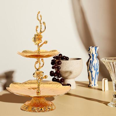 Cupcake-Ständer im europäischen Stil, zweistöckig, goldfarben, Statue, Obst-/Süßigkeiten-Ausstellungsturm, Ausstellungshalter für Weihnachten, Teeparty, Zubehör für Zuhause