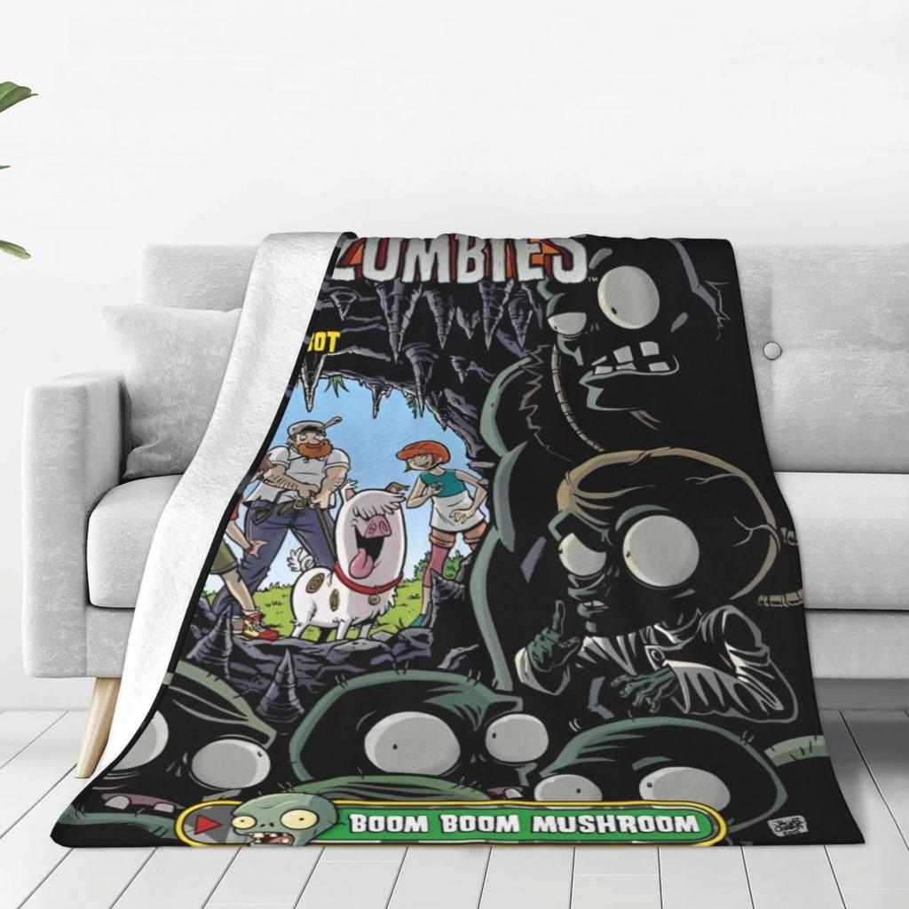 Game P-Plants-vs-Zombie Printed Warm Blanket Picnic Plush Throw Blanket Graphic Couch Chair Flannel Bedspread Sofa Bed Cover