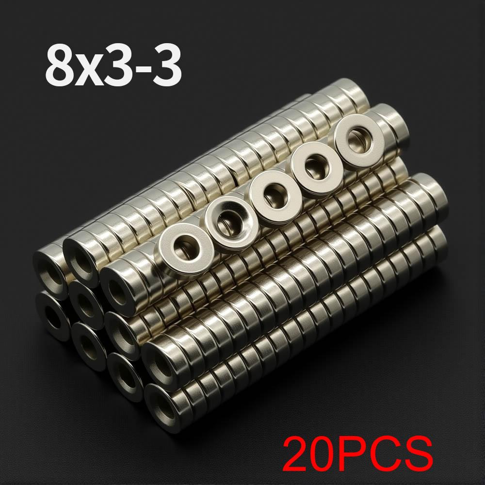 8x3-3mm Powerful with holes Neodymium Magnet N35 NdfeB Permanent Magnetic imanes Round Super Strong Fridge Magnets DIY
