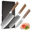 Faca Aço Damasco VG10 Conjunto de Facas para Descascar Borda de Corte Alta Afiada para e Frutas Ideal para Uso Doméstico e Presentes Conjunto de 3 Peças NANFANG BROTHERS (Santoku,