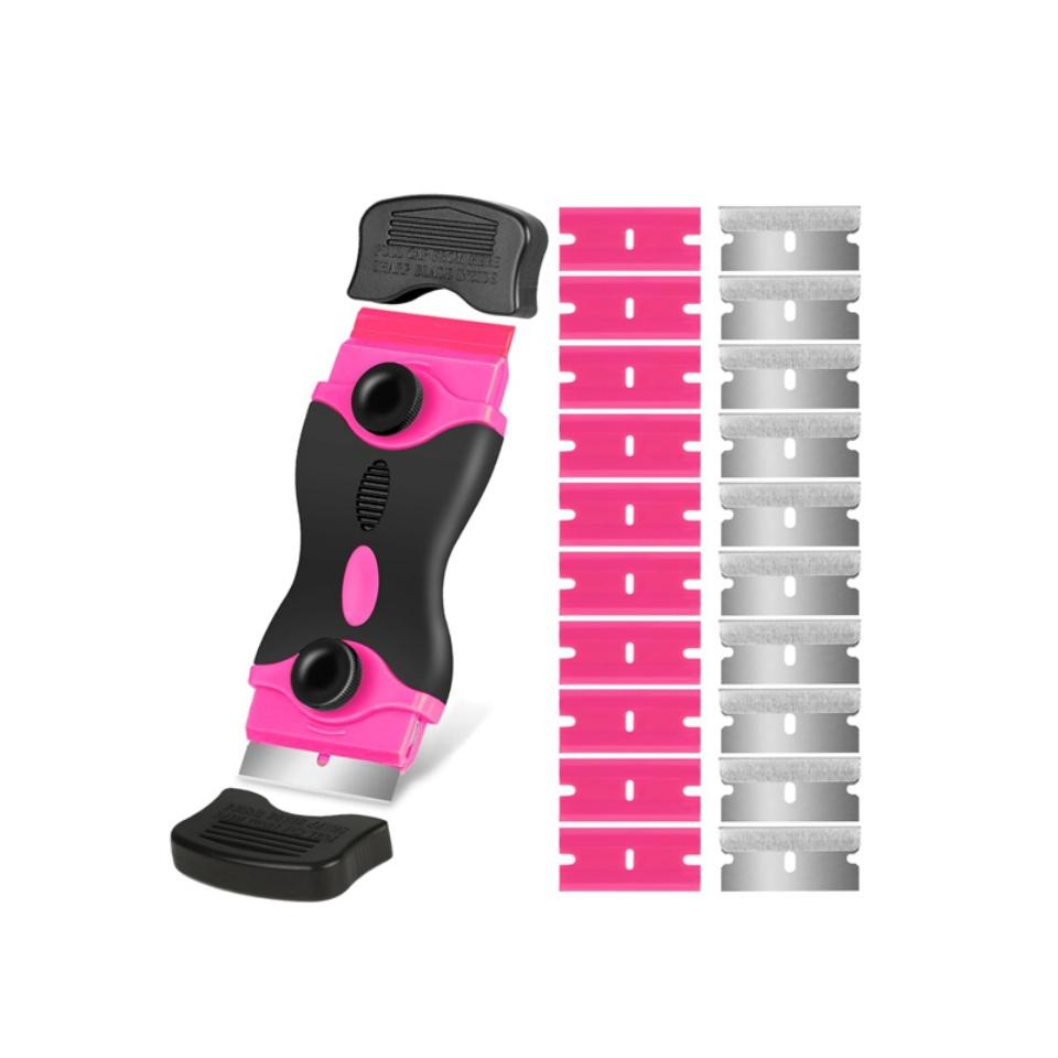 Window Cleaning Scraper Razor Blade Scraper Tool Plastic Double Edged Paint Scraper for Car Glass Decals Tint Stickers Cooktop