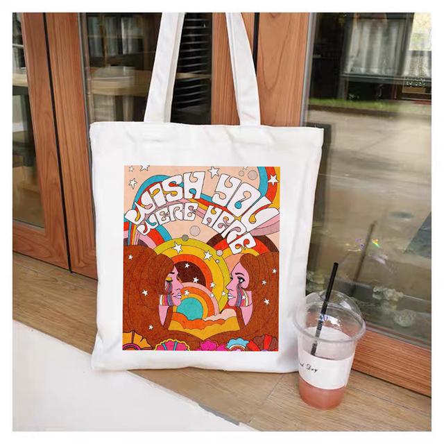 Einkaufstasche einseitige Strand-Canvas-Tasche Umhängetasche große Kapazität Handtasche 2022 neu retro Kunst Cartoon kawaii lässig niedlich Bolsas