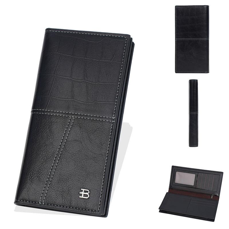 Baellerry RFID Anti Theft Protection Card Holder for Men Vintage Design Long Wallets Business Zipper Money Pack Purse