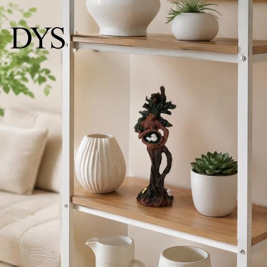 Artistic Resin Figurine Gift Tree Goddess Statue with Bird Nest, Figurine, Handcrafted Personalized Shelf Display Piece Forest Spirit Sculpture,