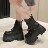 Fashion Winter Women Biker Boots Fashion Belt Buckle Ladies Elegant Platform Flats Short Booties Casual Women's Knight Booties