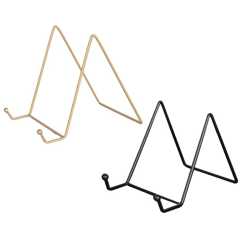 3 Pack Premium Iron Display Stand Black/Gold Metal Easel Plate Display