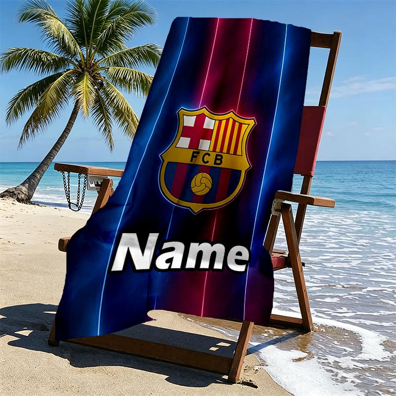 Custom Name Personalized football club FC Print Beach Towel, for Trip Camping Beach Party Home Decor, Birthday Gift for Family & Friends
