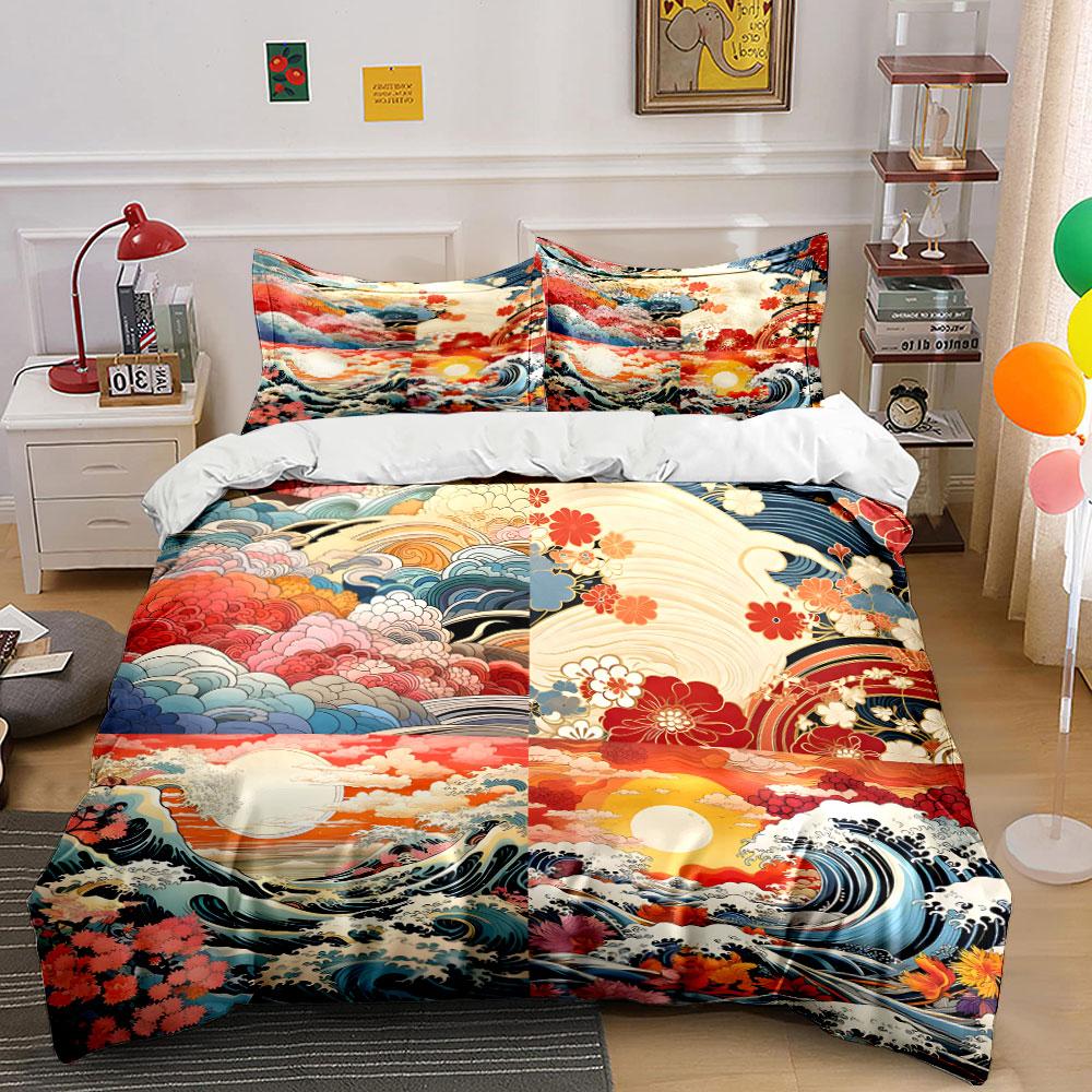 Japanese Style Decorative Set Multiple Sizes Kid'S And Adults' Bedroom Exquisite 3Pc Bedding Set, Gift