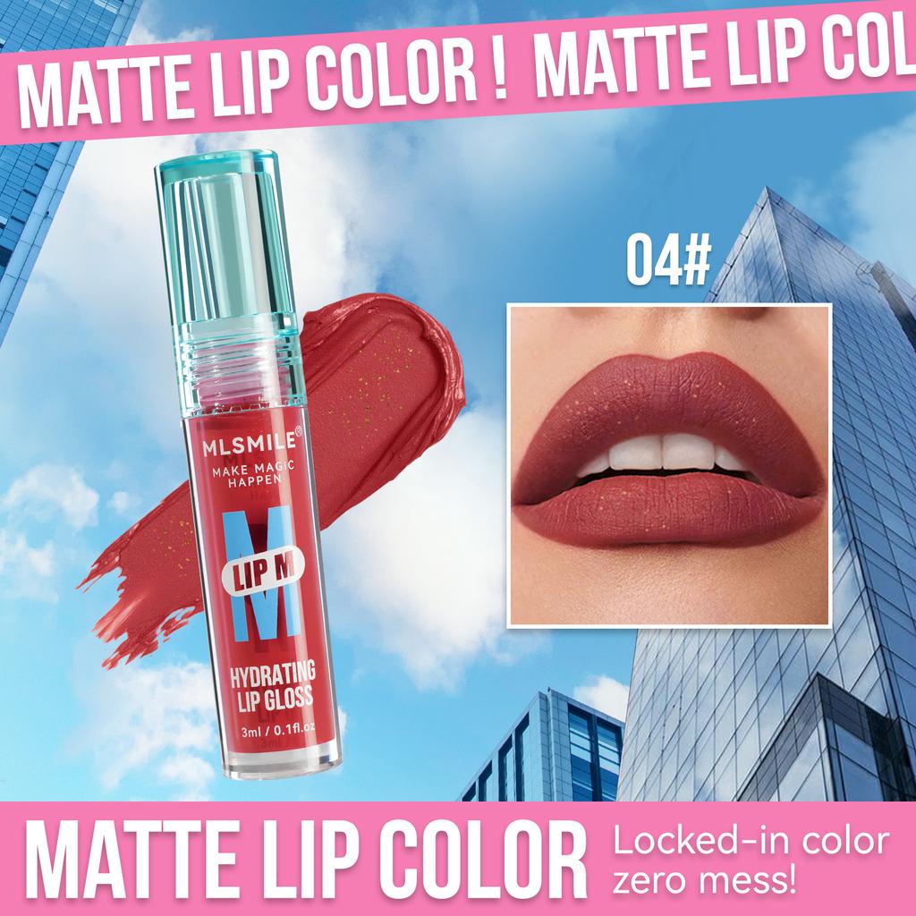 MLSMILE Non-stick Cup Waterproof Lip Glaze Small Blue Bottle Liquid Lipstick 6 Colors Moisturizing and Moisturizing Fine Glitter Lip Gloss