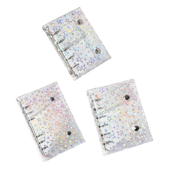 A6 Star Binder Cover Color-Changing PVC Notebook Cover with Reflective Design Transparent Spiral Planner Journal Sketchbook Accessories