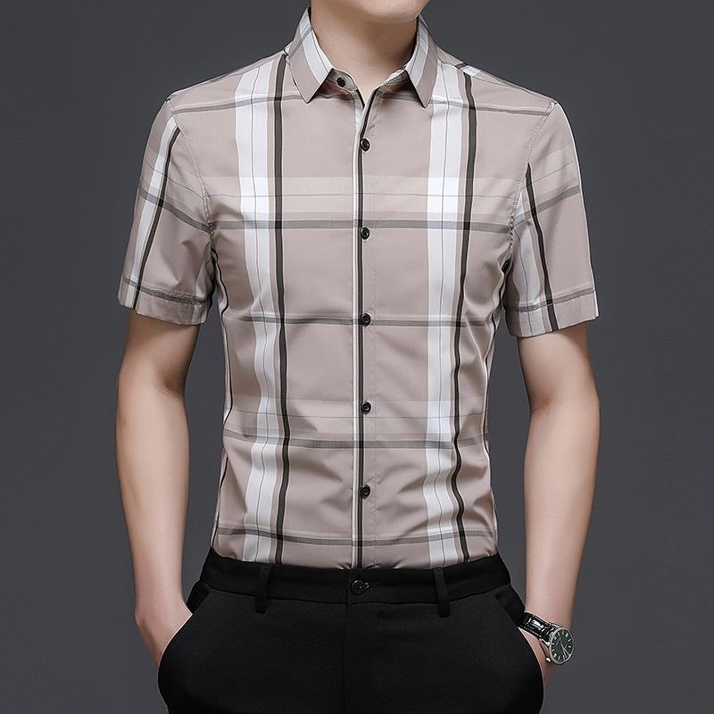 

Летний новый мужской кардиган, топ, простая повседневная мужская одежда, клетчатая рубашка, модная простая мужская одежда с коротким рукавом 4XL