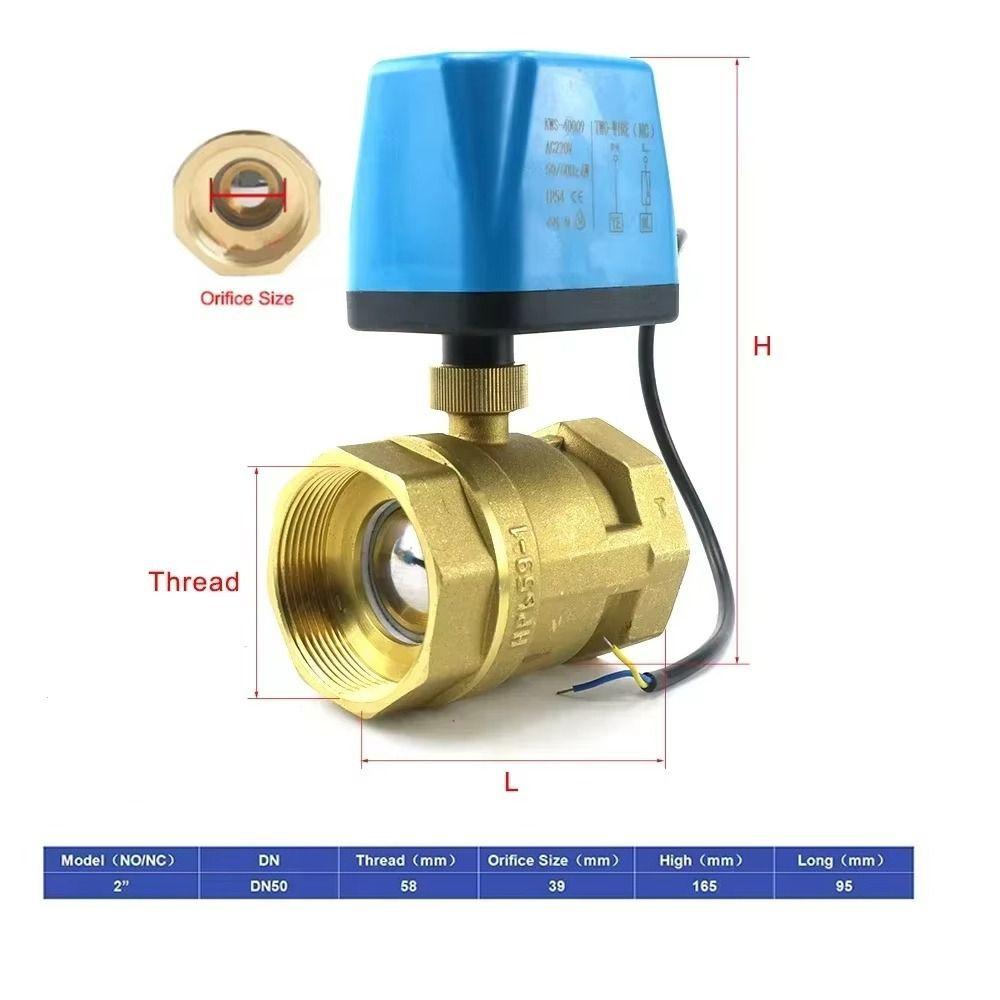 Robinet cu bilă electric cu 2 căi DN50 Corp din alamă Actuator motorizat durabil