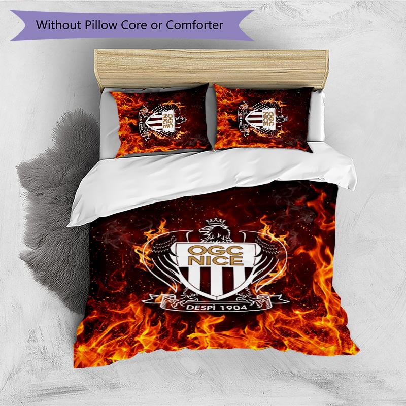OGC Nice FC Printed 3PCS Bedding Set Breathable Duvet Cover with Pillowcases Decorative Bed Linen for Bedroom Home