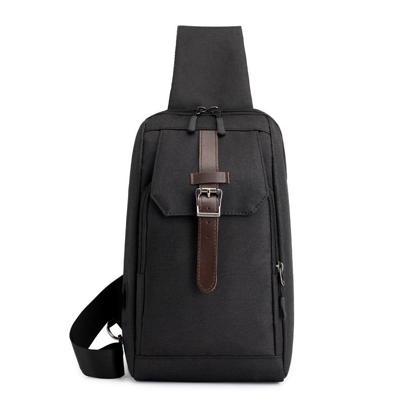 breast bag, men's trendy outdoor rechargeable travel bag, fashionable belt buckle, tear-proof fabric, shoulder messenger bag.