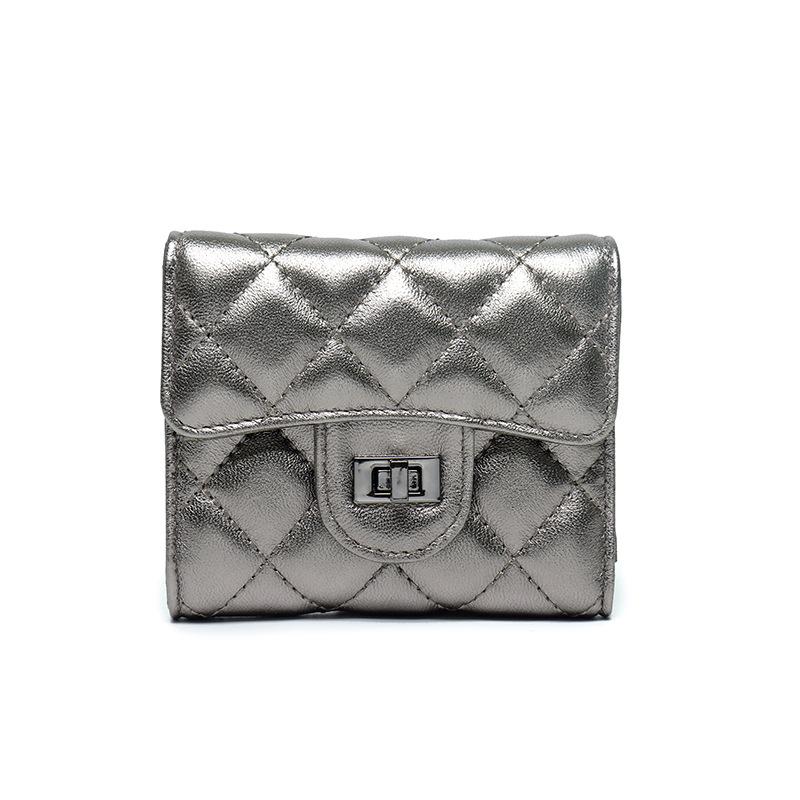 Short Wallet Women's Lambskin Classic Rhombus Pattern Three-fold Wallet New Large-capacity Leather Card Bag Wallet Women