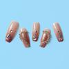 24 Pcs Glossy Nude Pink Heart Press On Nails with Water Drop Rhinestones - Medium Length Valentine's Day False Nails for Women and Girls