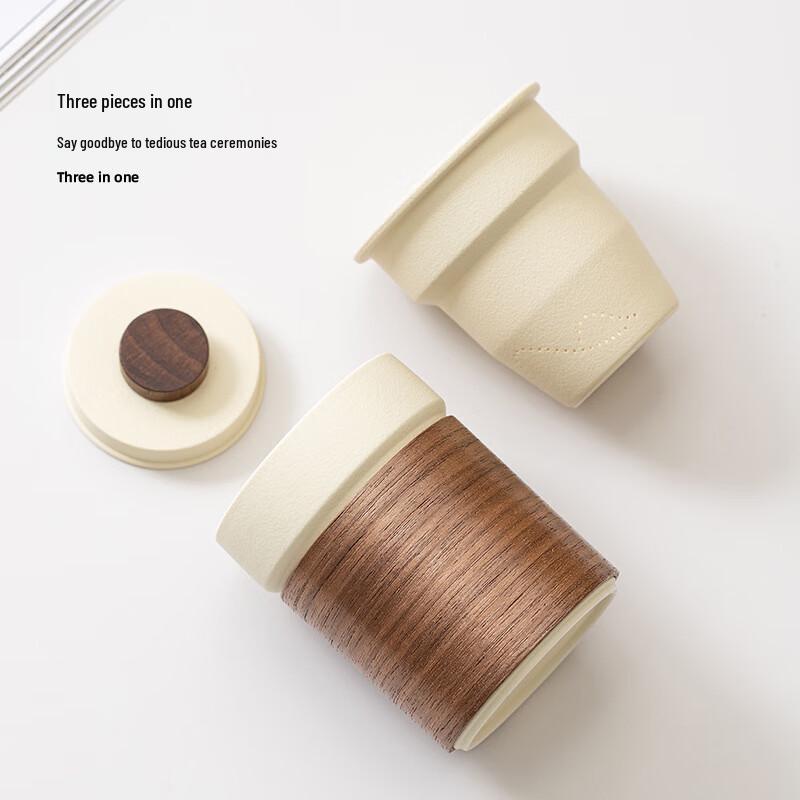 TLAKEHO Portable Ceramic Travel Tea Cup