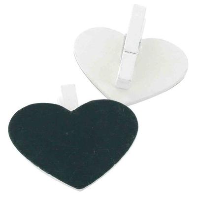 White Heart Slate Clips 5.8 X 4.5 Cm 6 Pieces