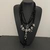 Elegant Multi-Layer Black Beaded Cross Necklace: Women's High-End Layered Clavicle Choker