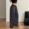 Fashion Loose Fit Elastic Waist Home Plaid Pattern Casual Pants Trousers for Comfortable Wear