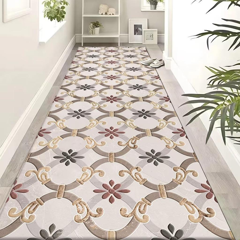 Light Luxury Style Long Carpet Household Absorbent Non-slip Floor Mat Dirt Resistant Geometric Floor Mat Decoration