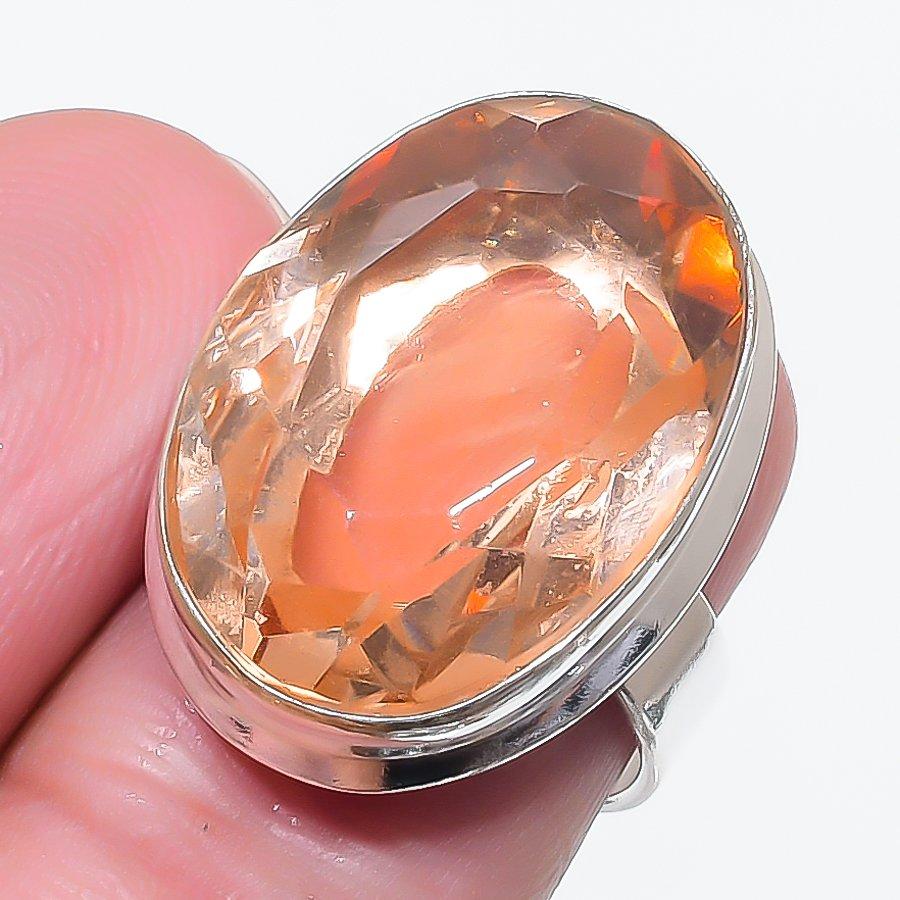 

Natural Morganite Gemstone 925 Sterling Silver Jewelry Ring Size 6.5 i6U19