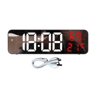 1 Set Unique Power Saving Temperature Display 3 Levels Brightness Living Room Wall Hanging LED Electronic Clock Household Supplies
