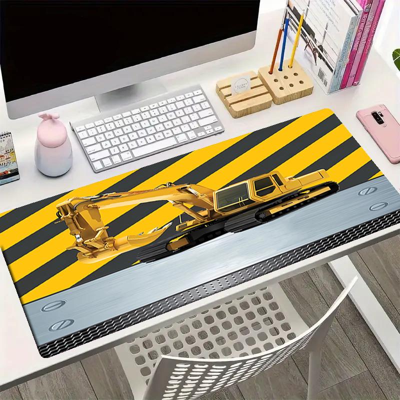 excavator Theme Mouse Pad, Non Slip Rubber Base, Multifunctional Office & Home Decor, Perfect for Workspace Personalization.