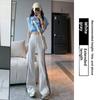 Slim Striped Splicing Micro Pants High Waist Casual Flare Pants for Women