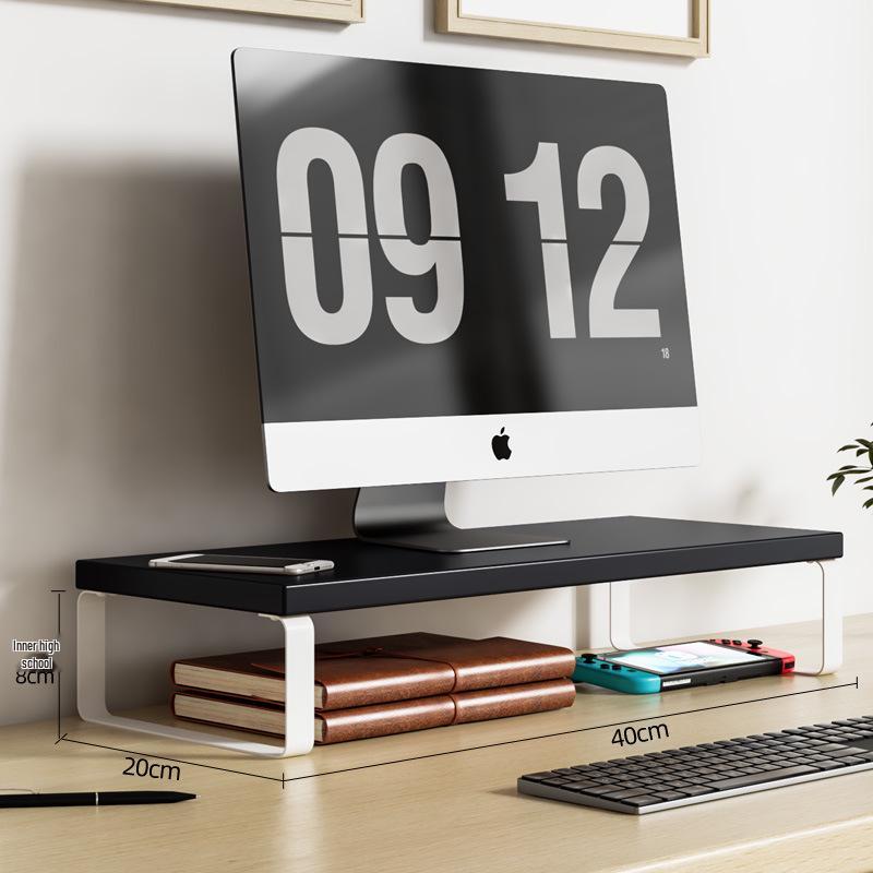 Desktop Monitor Riser Stand with Keyboard Tray and Storage Rack