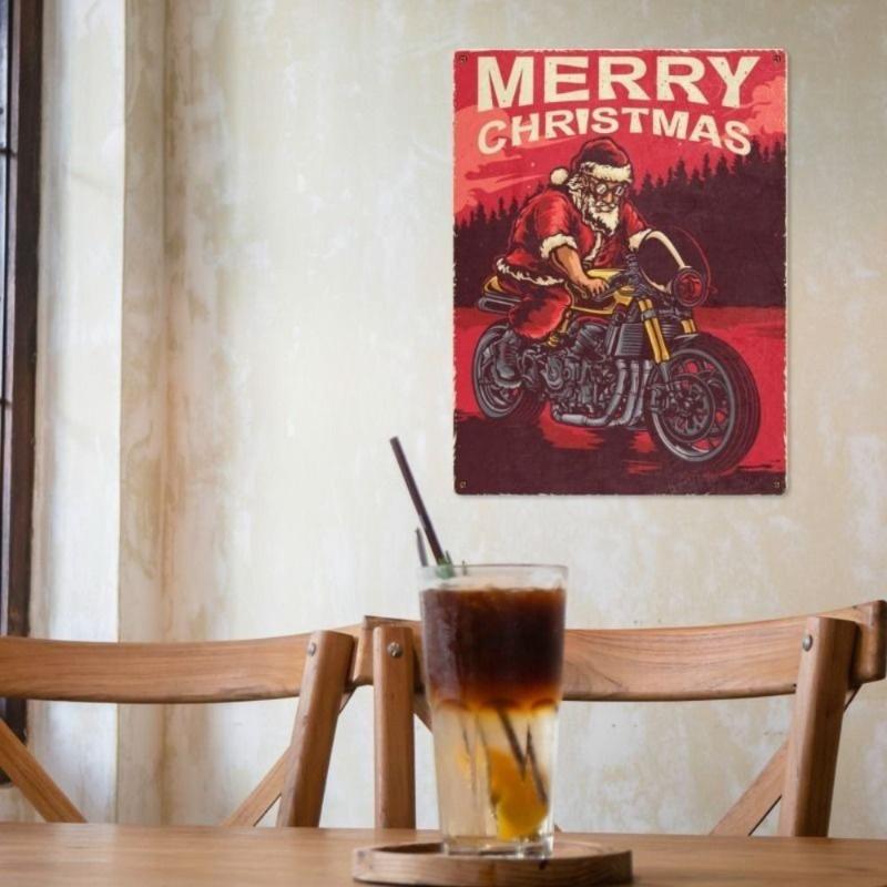 Vintage Merry Christmas Metal Sign, Retro Holiday Wall Decor 20x30cm
