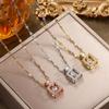 Crystal Rhinestone Titanium Steel Perfume Bottle Necklace for Women – Elegant and Durable Collarbone Chain Jewelry