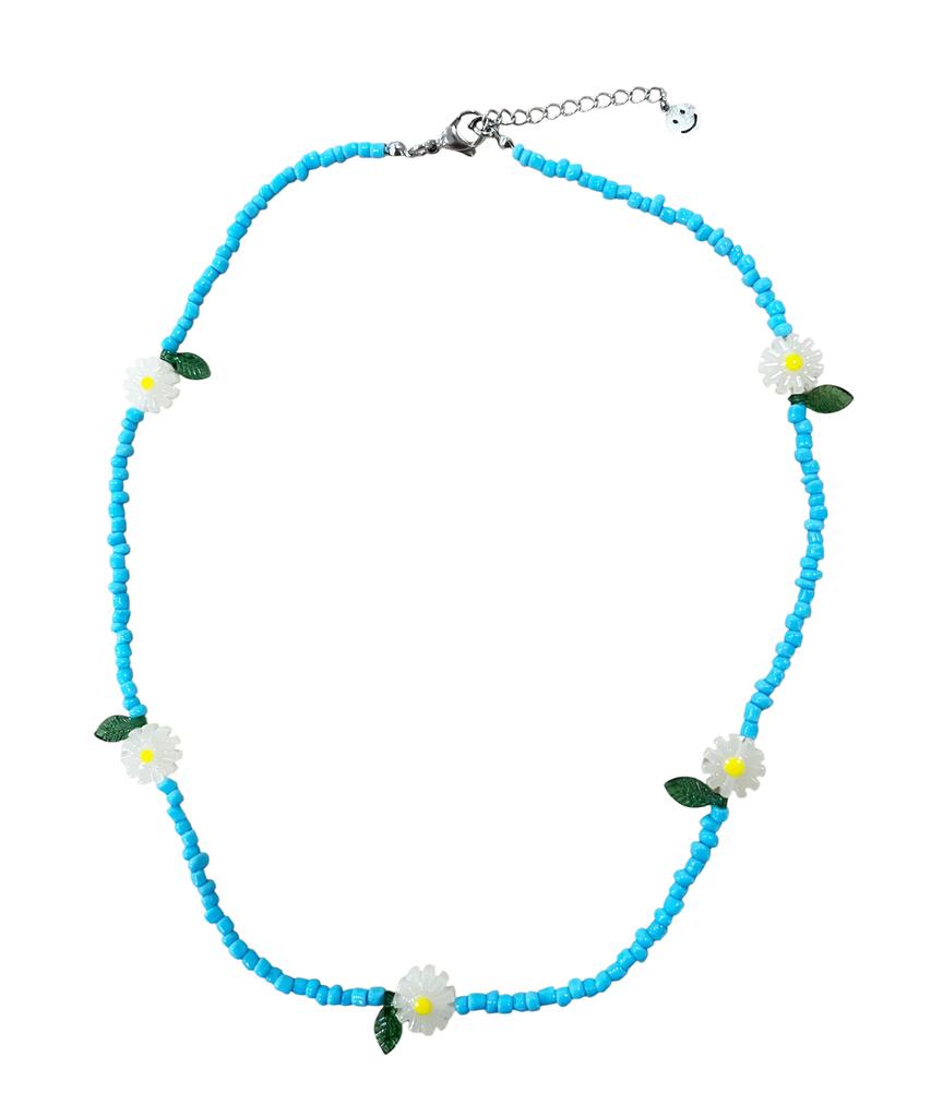 Sk8Er Rock Daisy Beads Necklace ((Light Blue))