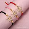 Gold-Plated Virgin Mary Star-Shaped Zircon Hand Jewelry with Adjustable Cotton Rope