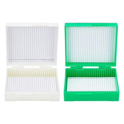 OLYCRAFT Specimen Case Microscope Slide Storage Box White Green Wooden Numbered Microscope Slide Box for Natural Science Biology Education 2-Piece