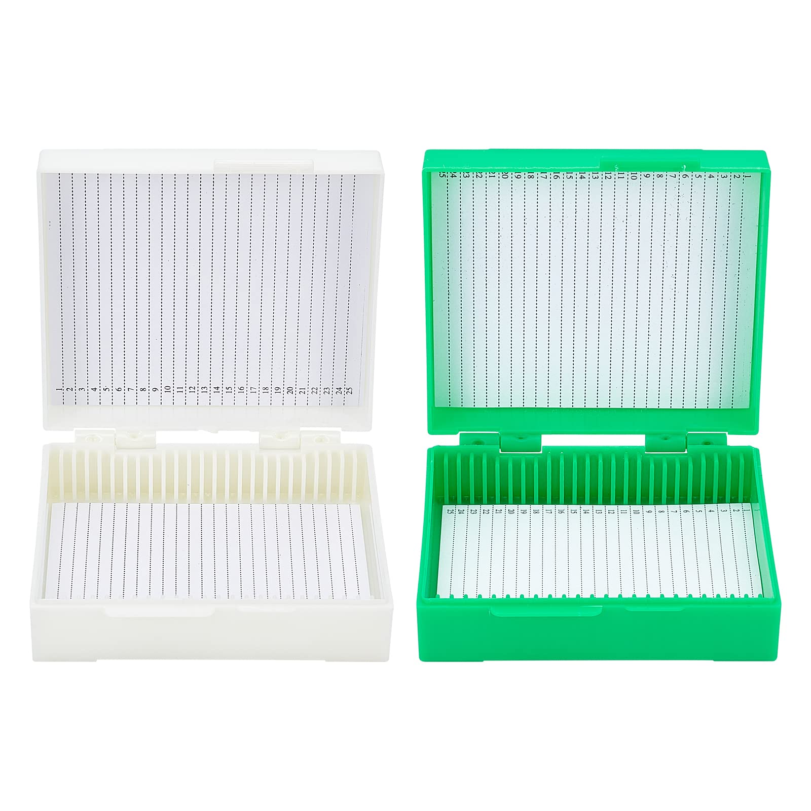 

OLYCRAFT Specimen Case Microscope Slide Storage Box White Green Wooden Numbered Microscope Slide Box for Natural Science Biology Education 2-Piece