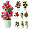 Craft Simulation Flowers Potted Multicolor Lifelike Pot Plants Gift Artificial Rose Bonsai