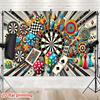 Game Night Tapestry, Retro Game Collage Background Cloth, Man Cave Decor