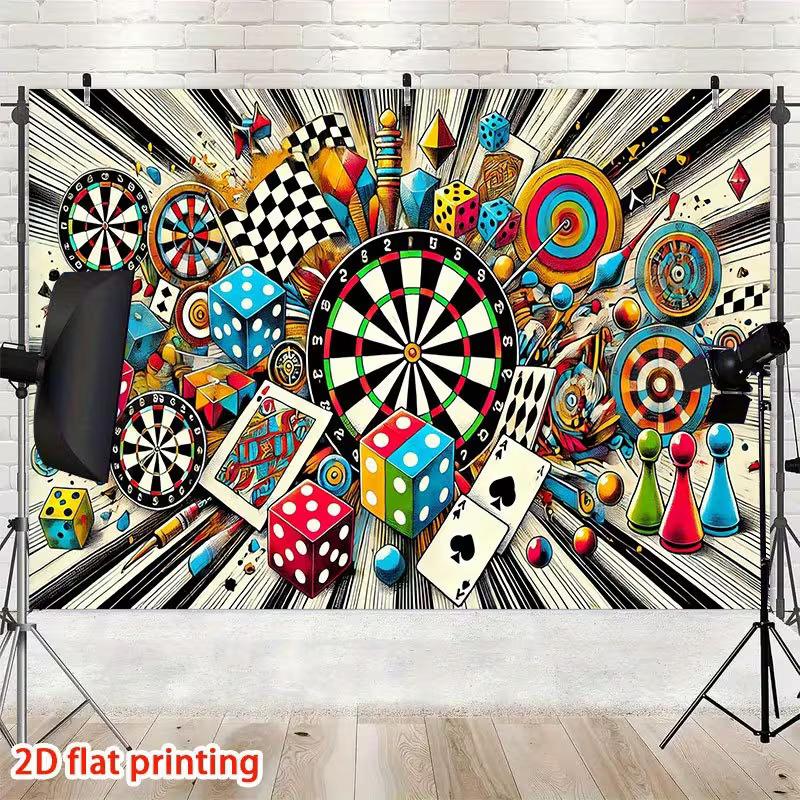 Game Night Tapestry, Retro Game Collage Background Cloth, Man Cave Decor
