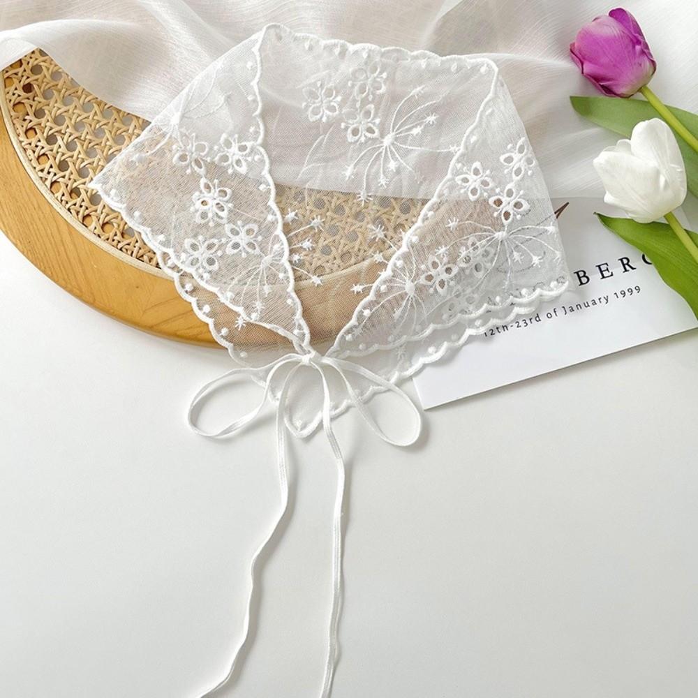 Vintage White Bandanas for Women Thin Sweet Headscarf Casual Lace Flower Hair Scarf  Pastoral Style