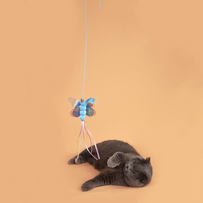 2pcs Butterfly Swing Cat Toys Interactive Hanging Door Feather Toys for Cats Teasing Adjustable Elastic Cats Toy Pet Products