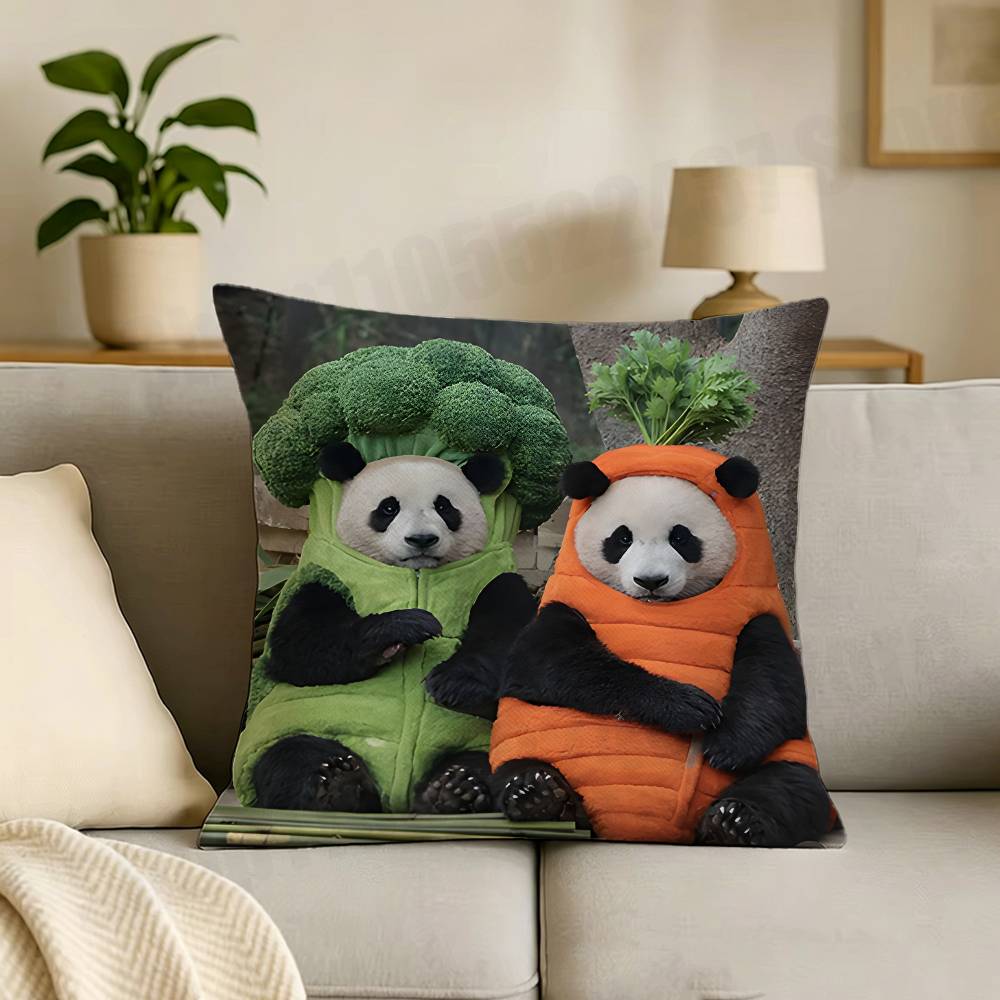 Cut Funny Small Panda Cartoon Printing Pillowcase Customized Pillow Cover for Sofa Home Decor
